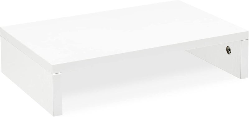 TEAMIX 14.2 inch White Monitor Stand Riser, Wood Monitor Riser with Storage for Desk Small Monitor Stand TV/Screen/PC/Laptop Riser Computer Stand Desktop Shelf (White-14.2 inch) - Image 1